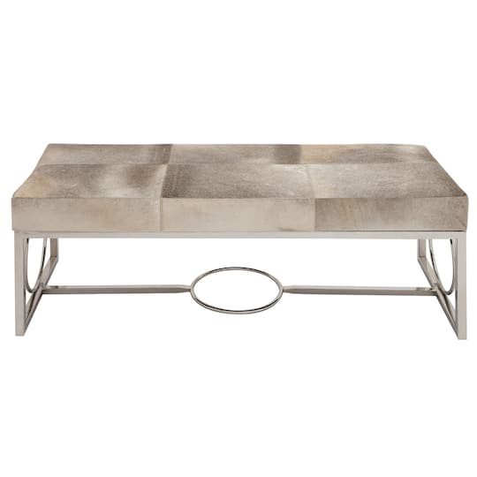 Silver Stainless Steel Contemporary Bench, 17' x 48" x 18"